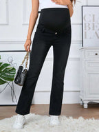 بنطلون جينز واسع للحوامل قابل للتعديل بالخصر - Pink&blue