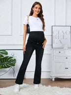 بنطلون جينز واسع للحوامل قابل للتعديل بالخصر - Pink&blue