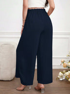 بنطلون نسائي حوامل بخصر عالي واسع معدل المقاس بلون سادة - Pink&blue