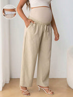 سروال حمل عارض مريح برباط مطاطي قابل للتعديل و القوس الربط لدعم البطن و الخصر العالي و الساق المستقيمة - Pink&blue