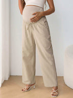 سروال حمل عارض مريح برباط مطاطي قابل للتعديل و القوس الربط لدعم البطن و الخصر العالي و الساق المستقيمة - Pink&blue