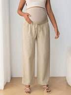 سروال حمل عارض مريح برباط مطاطي قابل للتعديل و القوس الربط لدعم البطن و الخصر العالي و الساق المستقيمة - Pink&blue