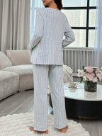 مجموعة بنطال وبلوزة طويلة الأكمام من الصوف المنسوج المطبوع بطباعة حروف الجيب للحمل - Pink&blue