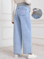 بنطلون جينز كاجوال برك للحوامل طباعة فراشة - Pink&blue