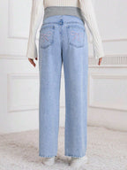 بنطلون جينز كاجوال برك للحوامل طباعة فراشة - Pink&blue