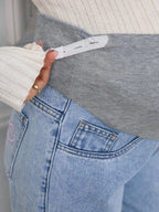 بنطلون جينز كاجوال برك للحوامل طباعة فراشة - Pink&blue