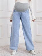 بنطلون جينز كاجوال برك للحوامل طباعة فراشة - Pink&blue