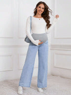 بنطلون جينز كاجوال برك للحوامل طباعة فراشة - Pink&blue