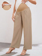 بنطلون بساق مستقيم تجاعيد مطوية بخصر قابل للتعديل للأمومة - Pink&blue