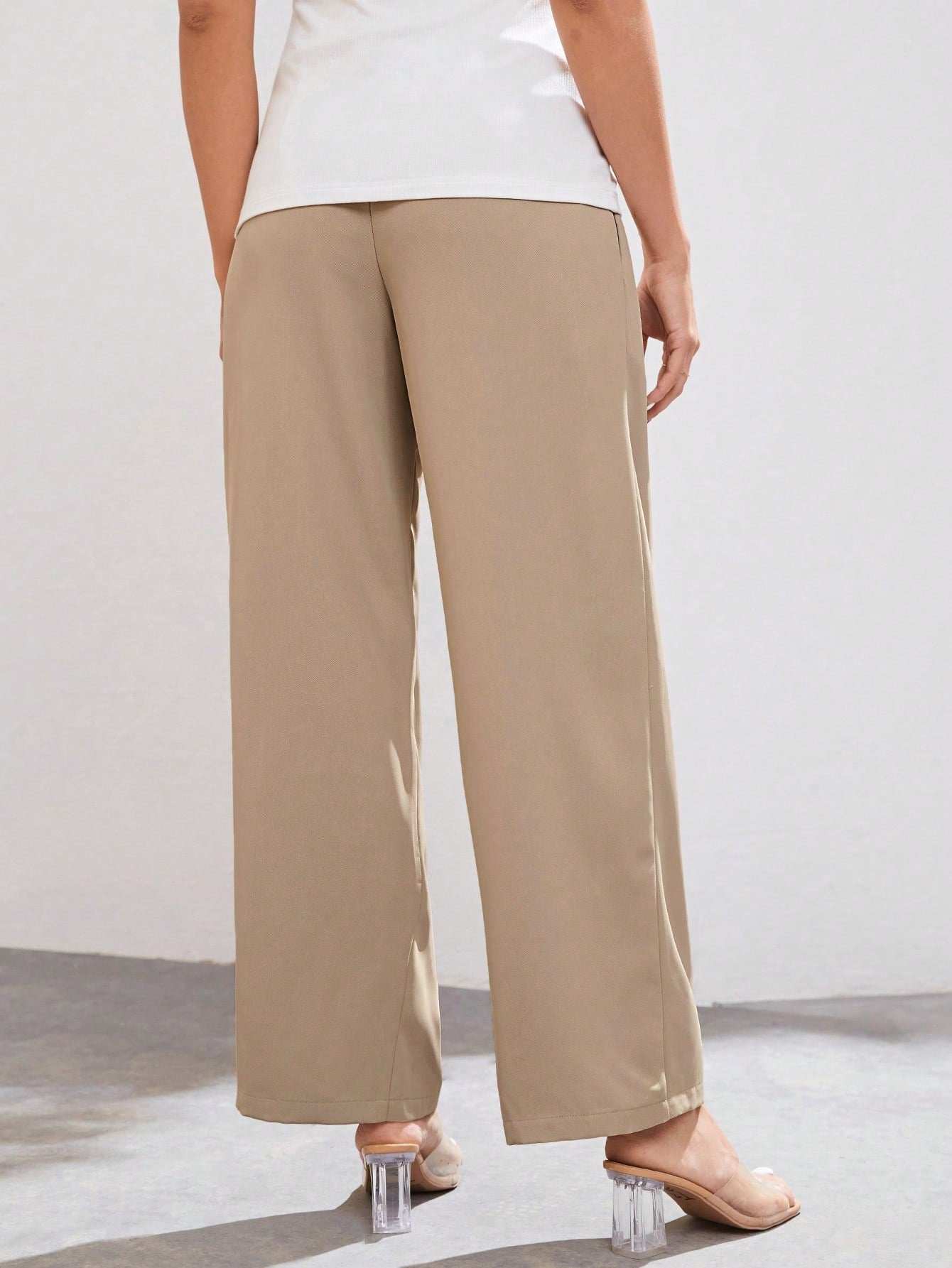 بنطلون بساق مستقيم تجاعيد مطوية بخصر قابل للتعديل للأمومة - Pink&blue