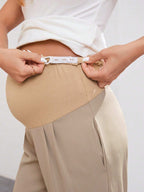 بنطلون بساق مستقيم تجاعيد مطوية بخصر قابل للتعديل للأمومة - Pink&blue