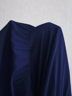 فستان متوسط الطول للحوامل بأكمام فانوس وأذيال بكسرات وأزرار فردية، خريفي - Pink&blue