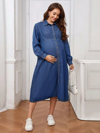 فستان جينز كاجوال للحمل, فستان جينز كاجوال - Pink&blue