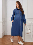 فستان جينز كاجوال للحمل, فستان جينز كاجوال - Pink&blue