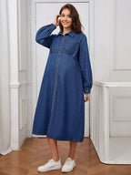 فستان جينز كاجوال للحمل, فستان جينز كاجوال - Pink&blue