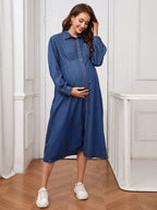 فستان جينز كاجوال للحمل, فستان جينز كاجوال - Pink&blue