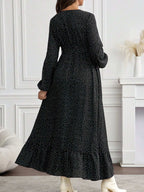 فستان طباعة كاملة الأكمام الطويلة مع شق في الفخذ، فستان حمل وإرضاع - Pink&blue