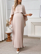 فستان ربيعي خفيف رسمي للأمهات بأكمام منسدلة ذو تصميم أنيق ولون أحادي بسيط - Pink&blue