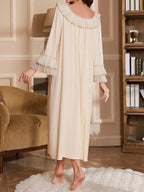 فستان ليلي للأمهات الحوامل بأكمام متسعة وأنماط نقطية بطراز قصري، مريح وفضفاض، مناسب للعطلات - Pink&blue