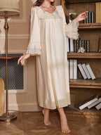 فستان ليلي للأمهات الحوامل بأكمام متسعة وأنماط نقطية بطراز قصري، مريح وفضفاض، مناسب للعطلات - Pink&blue