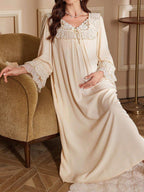 فستان ليلي للأمهات الحوامل بأكمام متسعة وأنماط نقطية بطراز قصري، مريح وفضفاض، مناسب للعطلات - Pink&blue