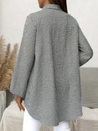 بلوزة أم للحمل بأكمام فانوس مربعة الشكل، كاجوال للخريف - Pink&blue