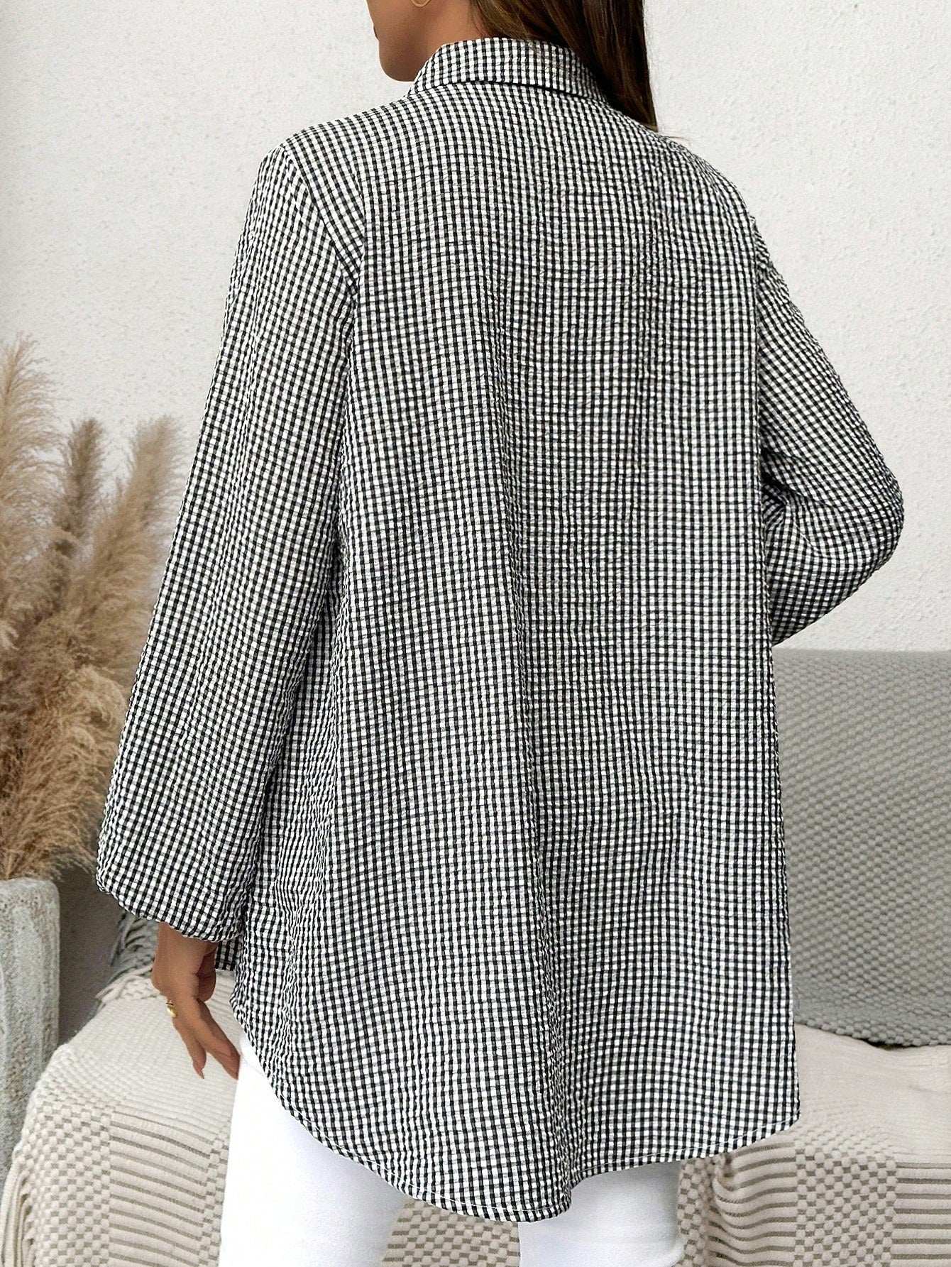 بلوزة أم للحمل بأكمام فانوس مربعة الشكل، كاجوال للخريف - Pink&blue