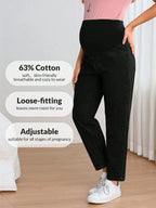 جينز ممتد مستقيم الساق قابل للتعديل للأمهات الحوامل - Pink&blue