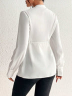 بلوزة أم بياقة على شكل حرف V مزودة بحزام وأكمام طويلة - Pink&blue