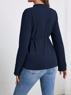 قميص نسائي للحمل طويل الأكمام، بلوزة عسكرية خضراء مزودة بأزرار - Pink&blue