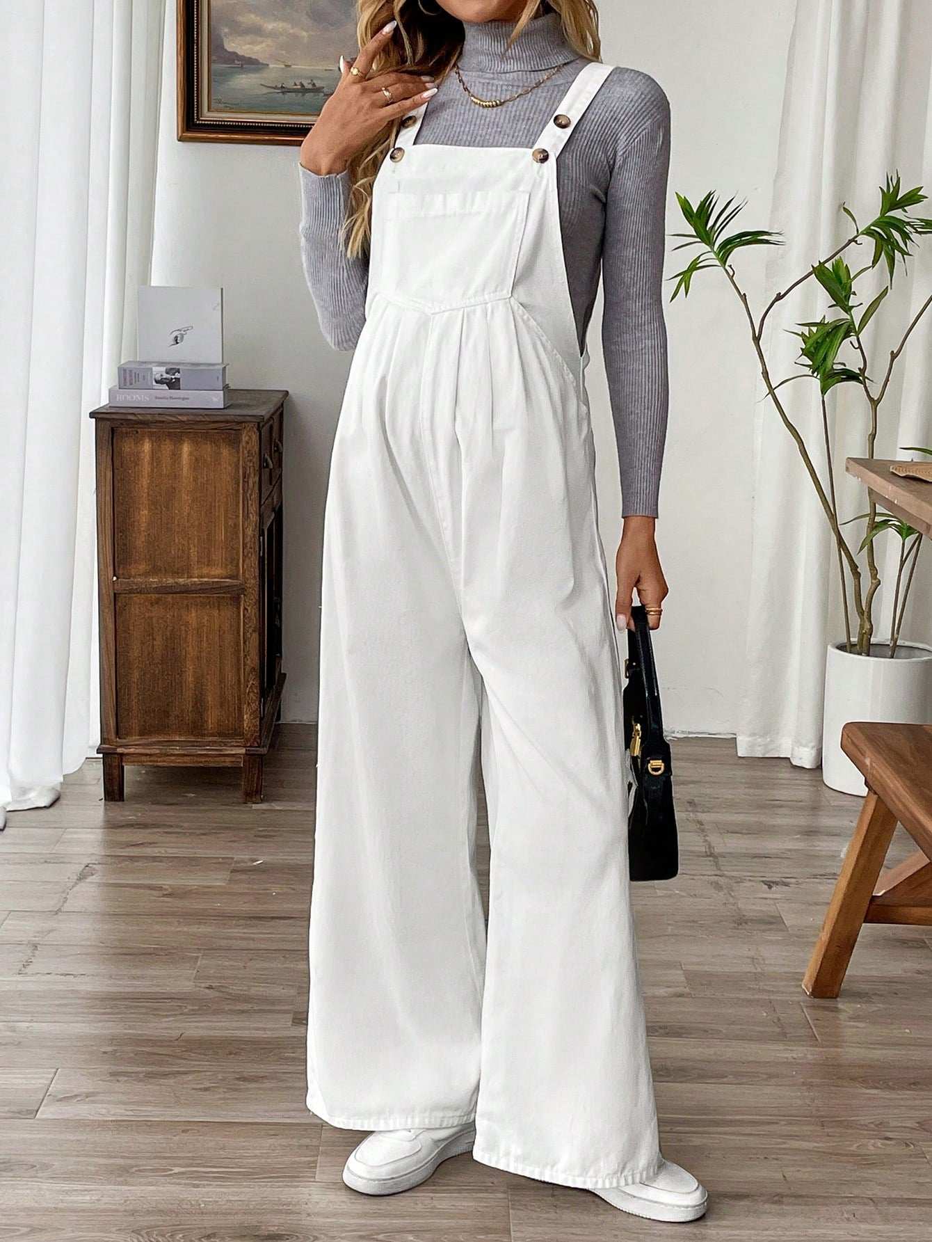 سرواول جينز قصيرة بقصة واسعة سايبة ومريحة - Pink&blue