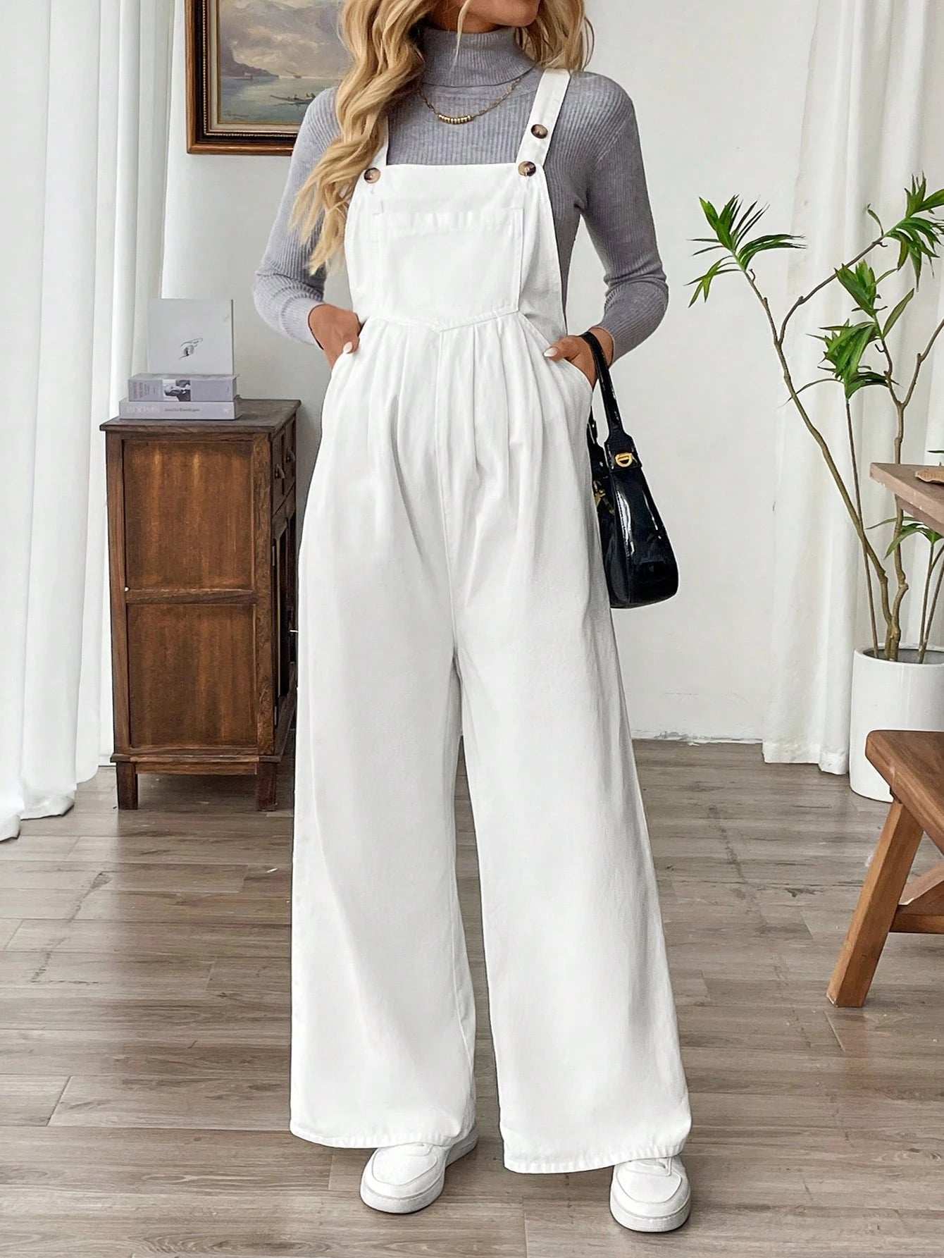 سرواول جينز قصيرة بقصة واسعة سايبة ومريحة - Pink&blue