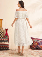 فستان حمل يومي بسيط بدون أكتاف للنساء - Pink&blue