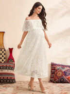 فستان حمل يومي بسيط بدون أكتاف للنساء - Pink&blue