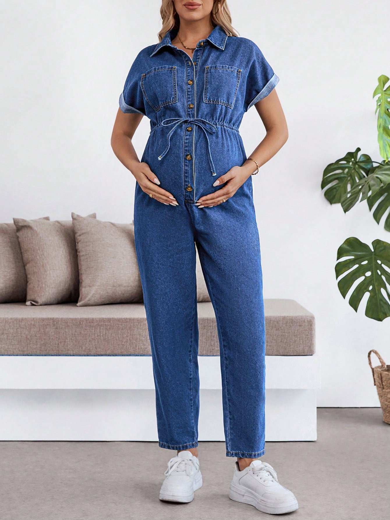 بدلة جينز ضيقة للنساء الحوامل - Pink&blue