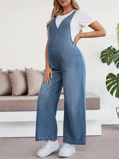 أول مشد لحوامل بغير أكمام من الجينز الأزرق - Pink&blue