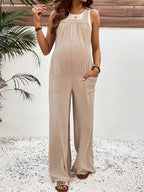 جمبسوت نسائية حمل رحبة مع جيوب بتصميم بسيط، للارتداء اليومي العادي - Pink&blue