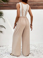 جمبسوت نسائية حمل رحبة مع جيوب بتصميم بسيط، للارتداء اليومي العادي - Pink&blue