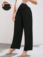 بنطلون حمل لون سادة، ذو خصر مرتفع قابل للتعديل، بسيط وكاجوال، مناسب للارتداء اليومي - Pink&blue