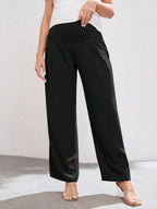 بنطلون حمل لون سادة، ذو خصر مرتفع قابل للتعديل، بسيط وكاجوال، مناسب للارتداء اليومي - Pink&blue