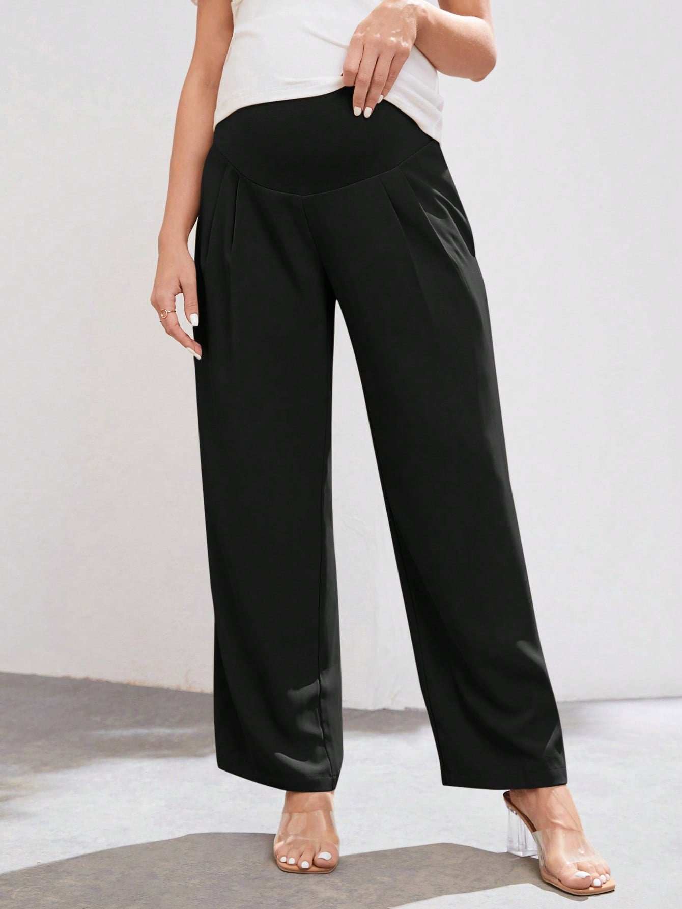 بنطلون حمل لون سادة، ذو خصر مرتفع قابل للتعديل، بسيط وكاجوال، مناسب للارتداء اليومي - Pink&blue