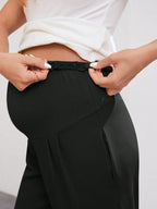 بنطلون حمل لون سادة، ذو خصر مرتفع قابل للتعديل، بسيط وكاجوال، مناسب للارتداء اليومي - Pink&blue