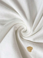 تي شيرت كاجوال قصير الأكمام للنساء الحوامل مطرز بشكل قلب - Pink&blue