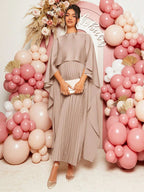 فستان ساتان ثابت للنساء الحوامل، فستان حوامل بسيط وأنيق - Pink&blue