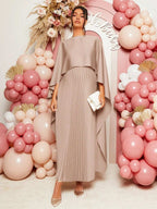 فستان ساتان ثابت للنساء الحوامل، فستان حوامل بسيط وأنيق - Pink&blue