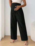 بنطال حمل أنيق مرتفع الخصر، مستقيم الساق، بخصر مرن قابل للتعديل وربطة أمامية - Pink&blue