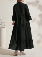 فستان أزرار فضفاض وطويل مخطط للحمل - Pink&blue