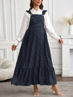 فستان أمومة كاجوال مطبوع نقاط بولكا مع كشكشة الذيل - Pink&blue