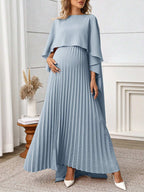 فستان سبونجو ثابت اللون أنيق بسيط وراحة للنساء الحوامل - Pink&blue