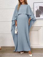 فستان سبونجو ثابت اللون أنيق بسيط وراحة للنساء الحوامل - Pink&blue